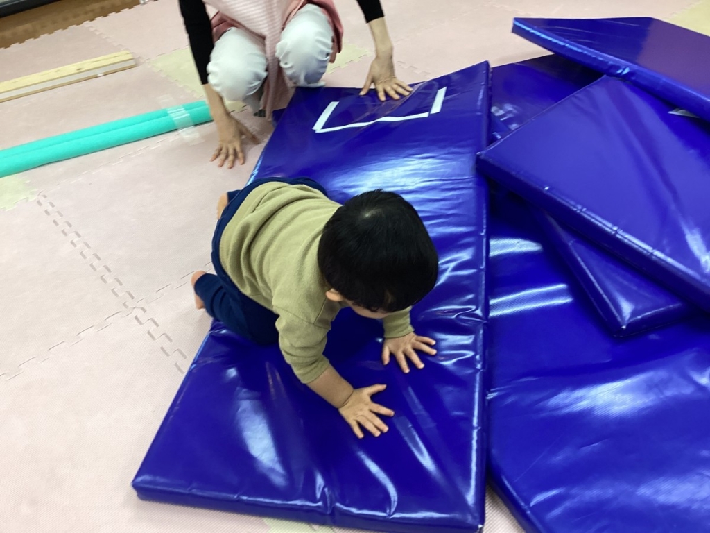 1月運動プログラムの様子(らっこ・マットの山)