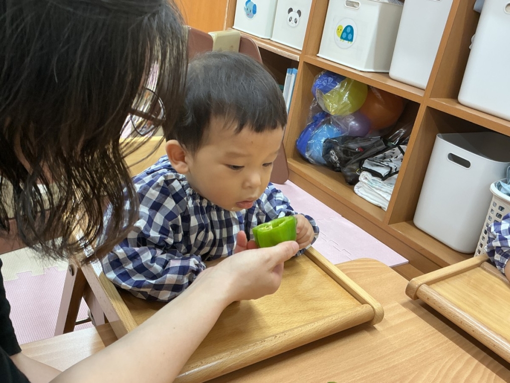 野菜を観察する様子