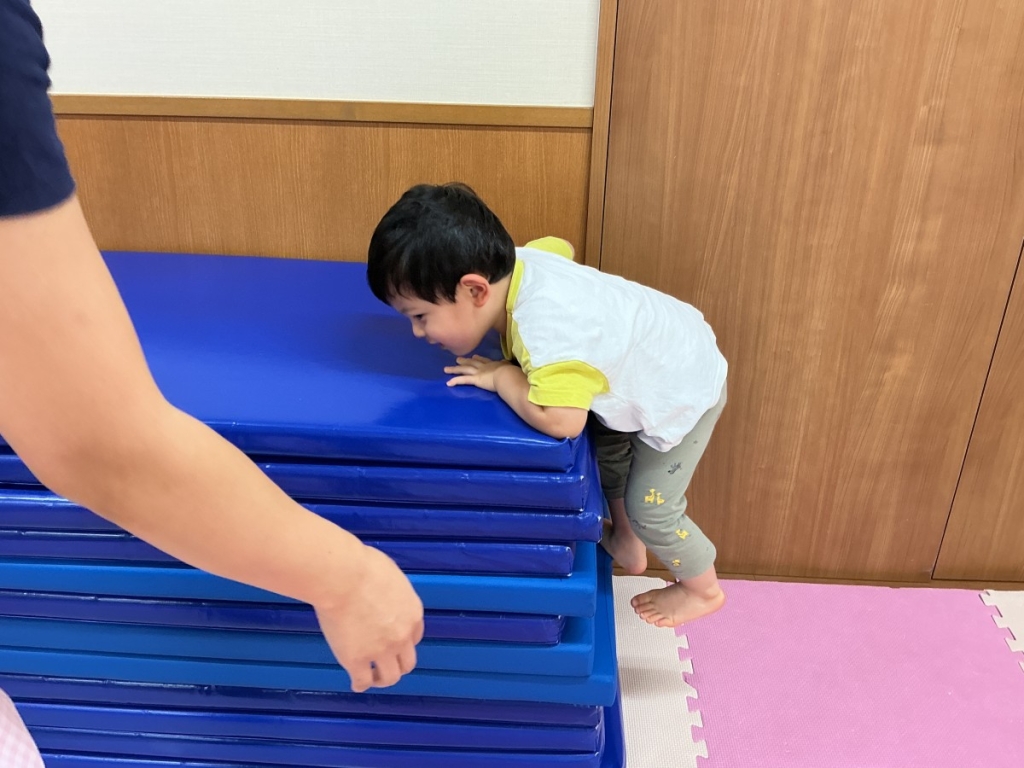 9月運動プログラムの様子(いるか・12段マット上り下り)