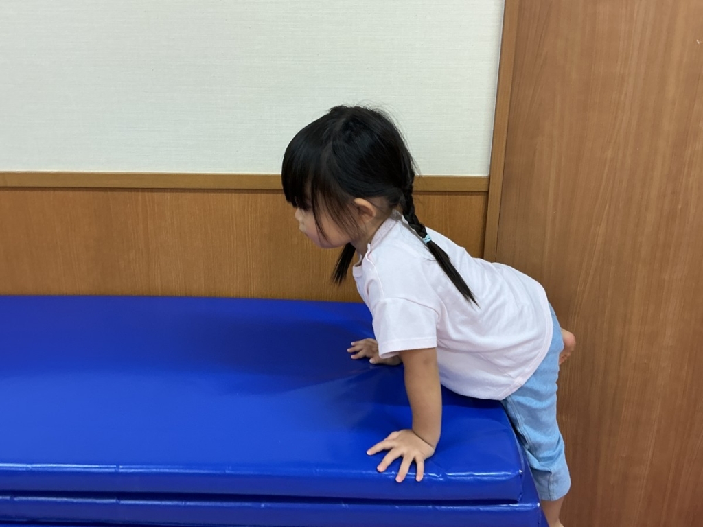9月運動プログラムの様子(くじら・12段マット上り下り)