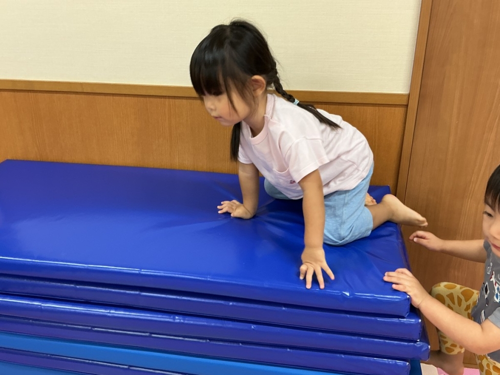 9月運動プログラムの様子(くじら・12段マット上り下り)