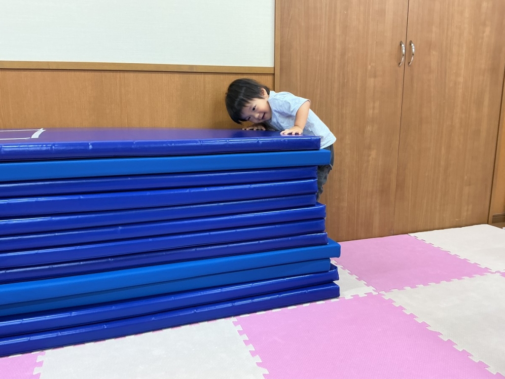 10月運動プログラムの様子(いるかA・12段マットの上り下り)