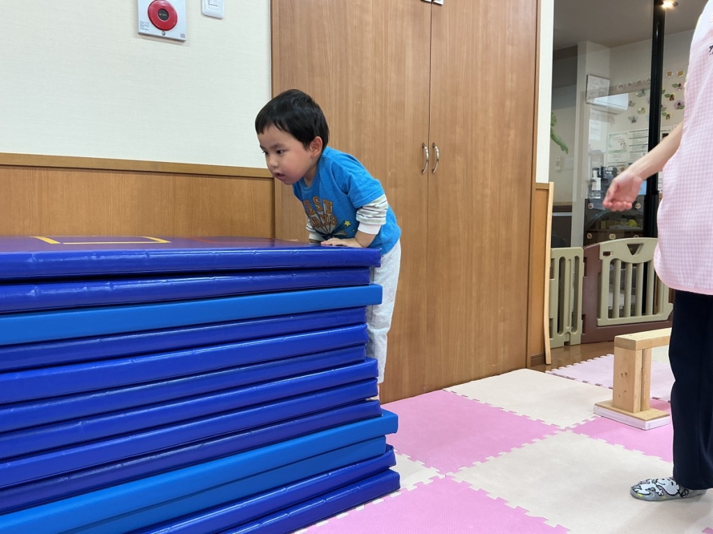 10月運動プログラムの様子(くじら・12段マット上り下り)