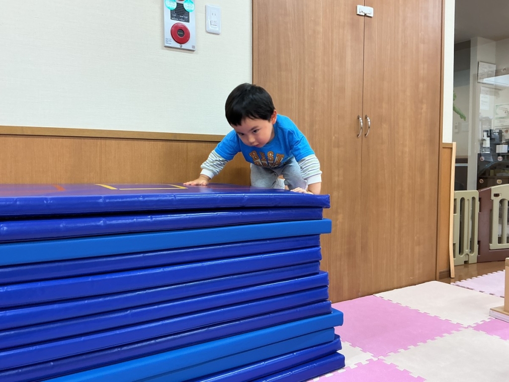 10月運動プログラムの様子(くじら・12段マット上り下り)